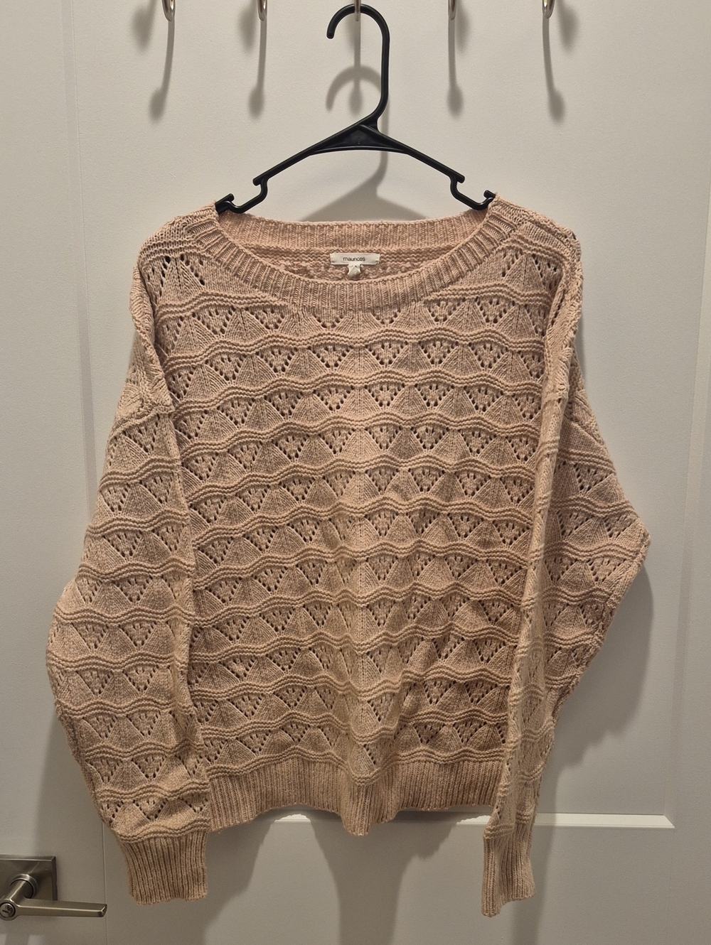 Maurices Blush Open-Knit Crewneck Sweater